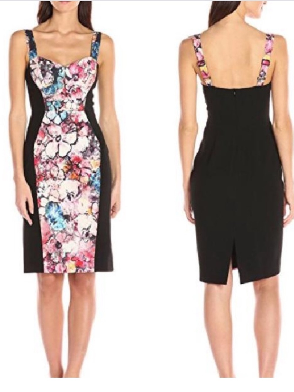 Black Halo Sleeveless Sweetheart Neck Floral Print Dress Size 4